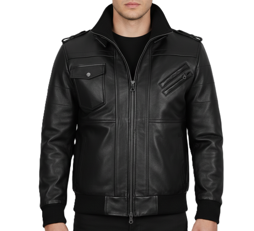 Men’s Black Leather Jacket with Removable Hoodie – Premium Lambskin Motorcycle Jacket for Winter, Streetwear Fashion, Biker Style Outerwear for Men with Multiple Zipper Pockets, Ribbed Cuffs, Warm Inner Lining, and Modern Slim-Fit Design – Best Men’s Leather Jacket 2026 for US UK Global Fashion."