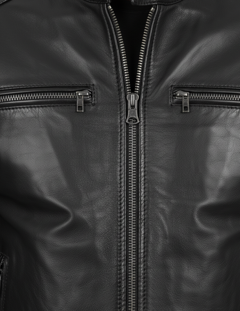 Mens Black Genuine Leather Racer Jacket – Premium Handcrafted Moto Jacket