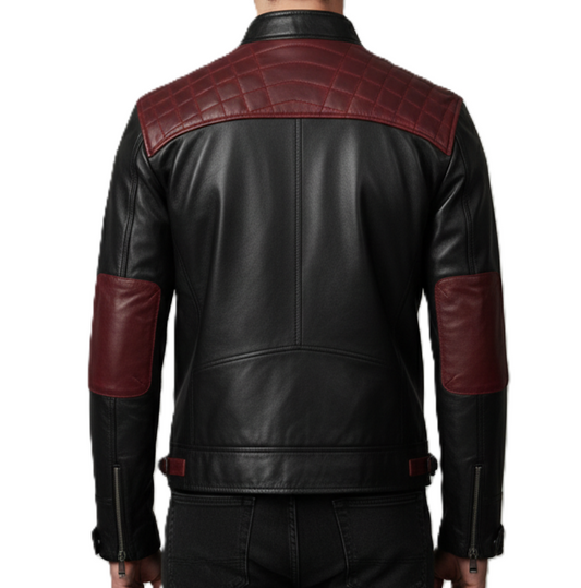 Mens Black & Red Leather Racer Jacket – Premium Genuine Leather Motorbike Jacket