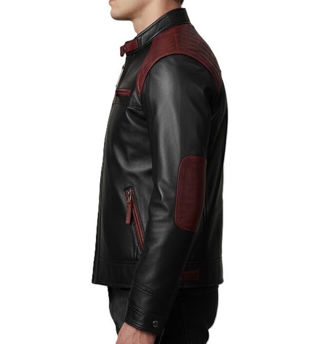 Mens Black & Red Leather Racer Jacket – Premium Genuine Leather Motorbike Jacket